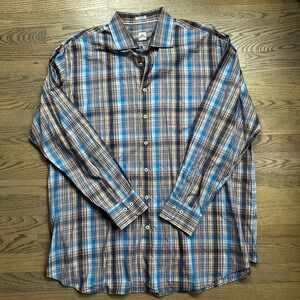 Peter Millar Button Down Shirt Plaid Checkered Long Sleeve Extra Extra Large